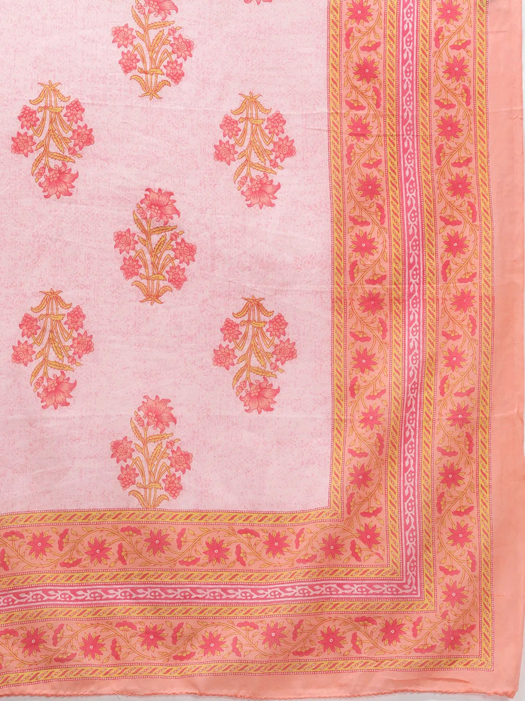 Peach Printed Cotton Dupatta Set-Yufta Store-4741SKDPCM