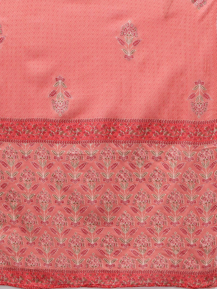 Peach Printed Cotton Dupatta set-Yufta Store-2511SKDPCM