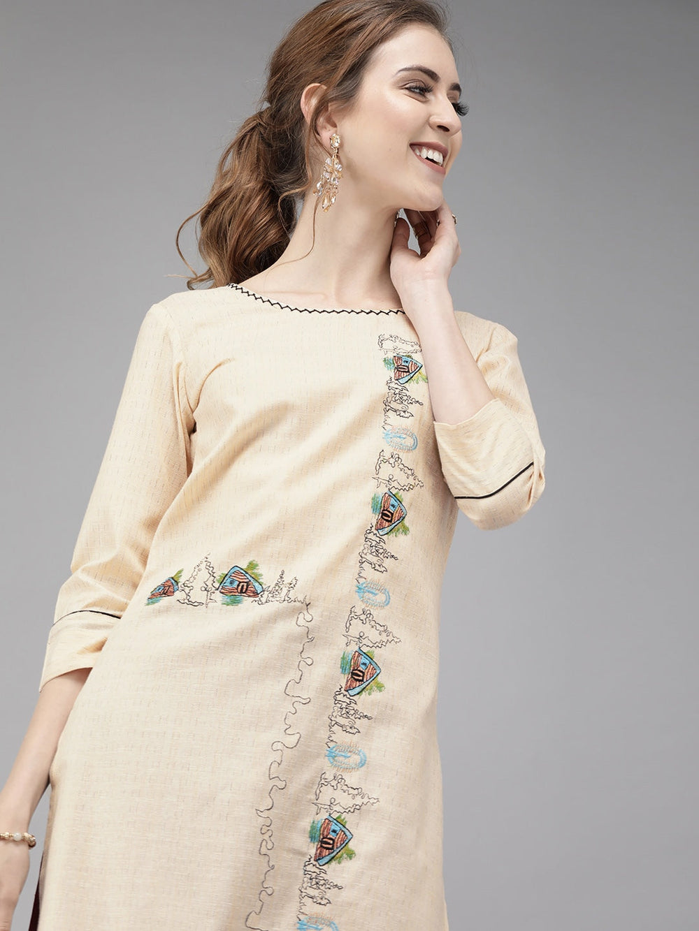 Peach Staight Kurta-Yufta Store-7241KURPCS