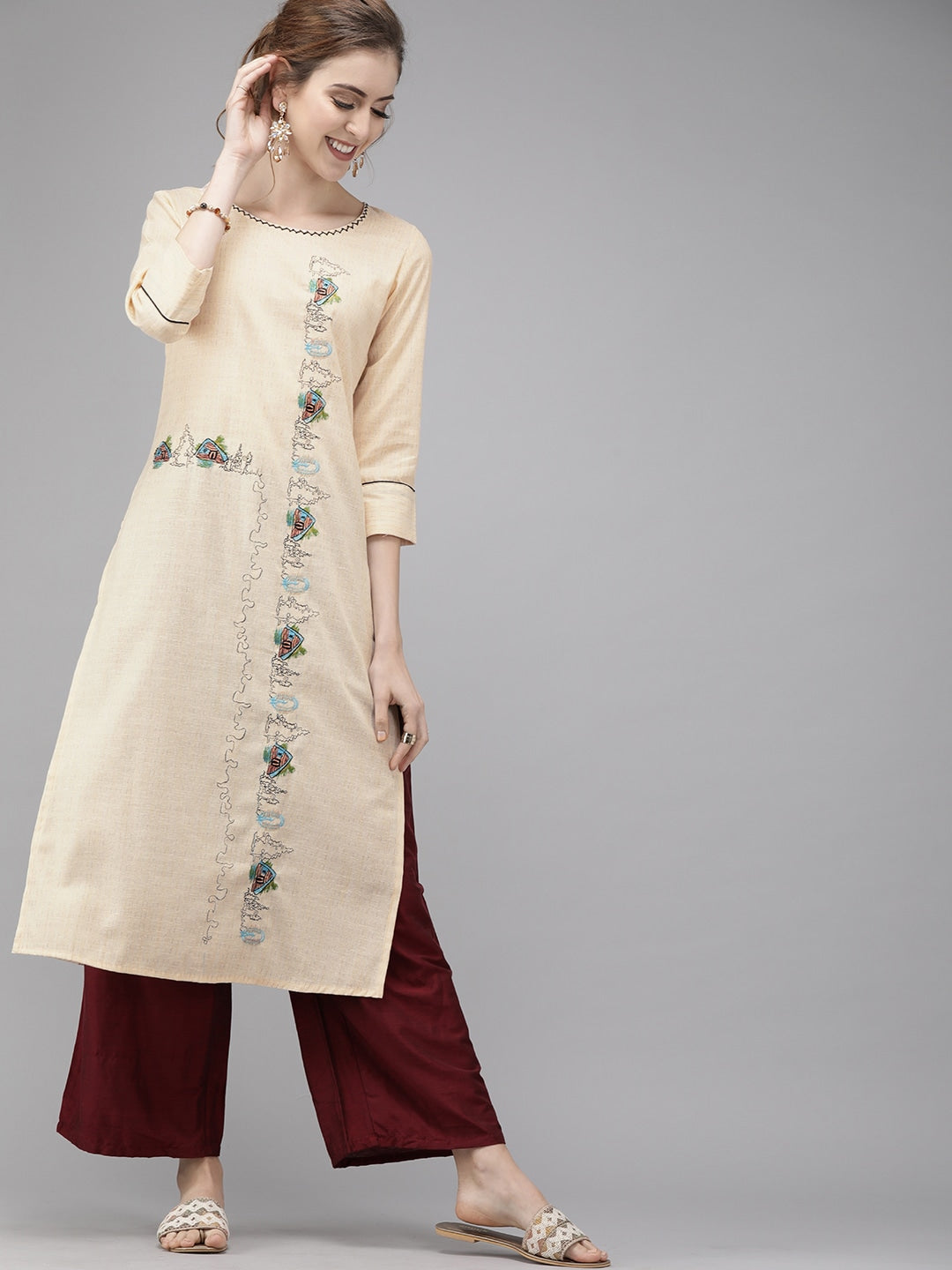 Peach Staight Kurta-Yufta Store-7241KURPCS