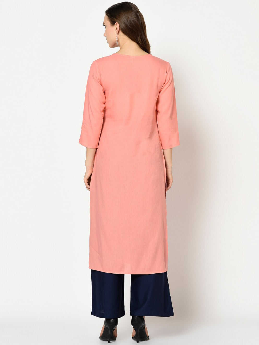 Peach Straight Kurta-Yufta Store-7228KURPCS