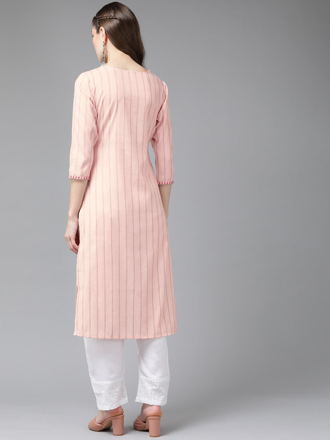 Peach Yoke Design Kurta-Yufta Store-9588KURPCS