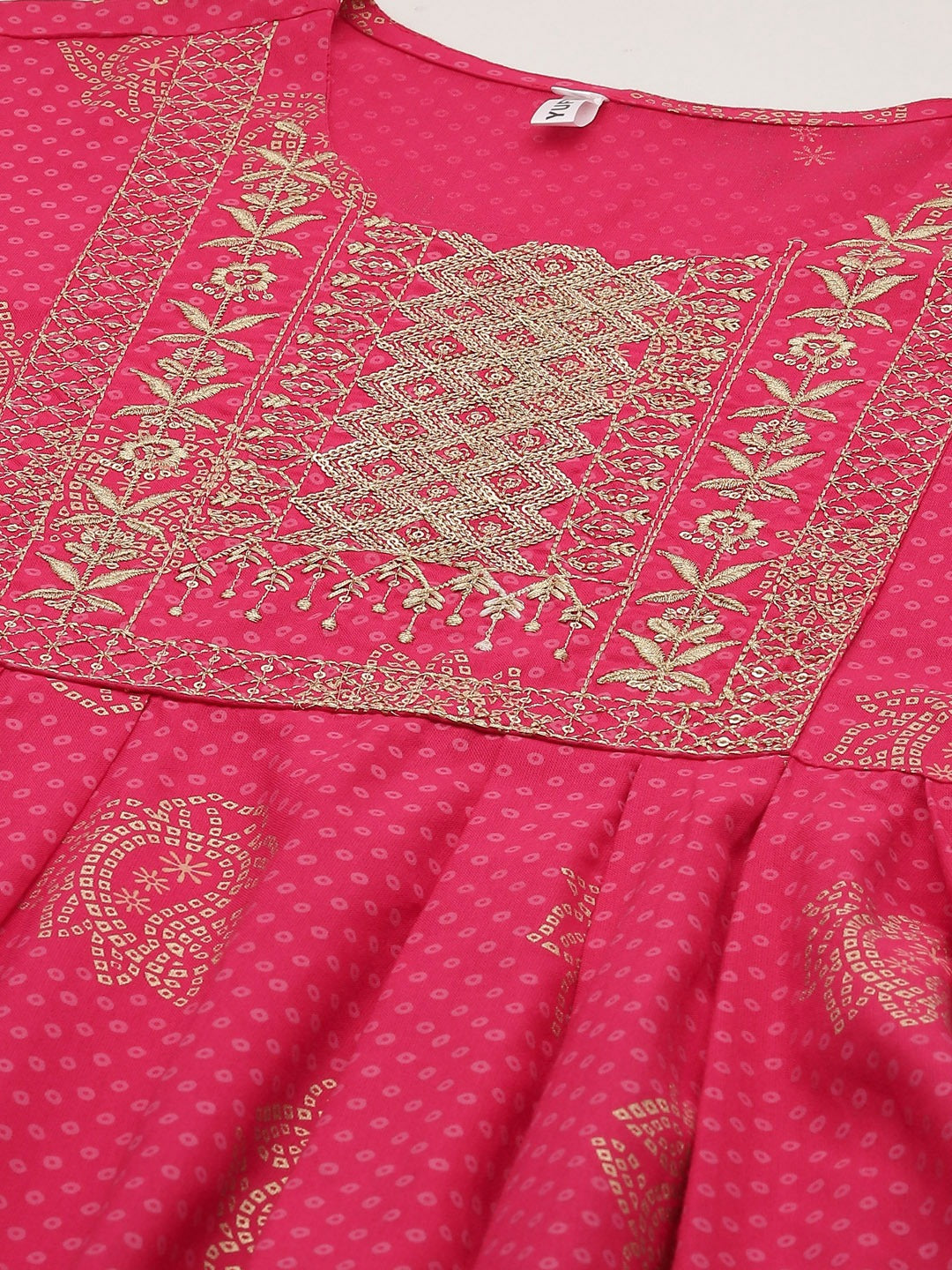 Pink Bandhani Print Dupatta Set-Yufta Store-9968SKDPKS