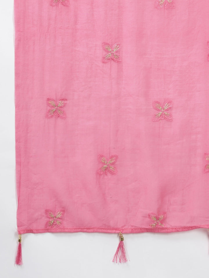 Pink Bandhani Yoke Design Dupatta Set-Yufta Store-9325SKDPKS