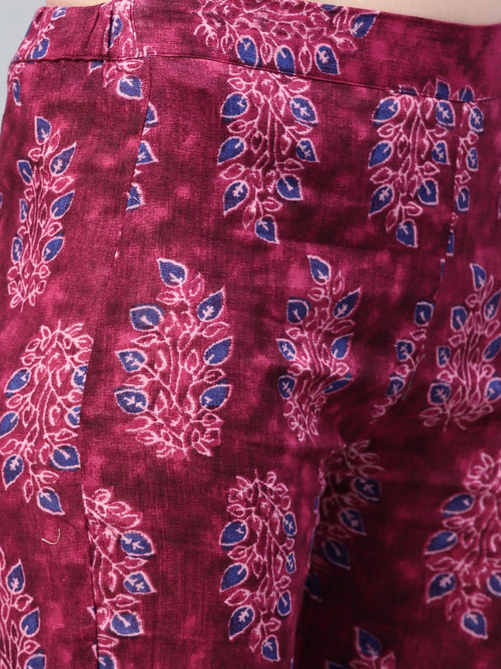 Pink & Burgundy Solid Kurta Set-Yufta Store-1858SETPKS