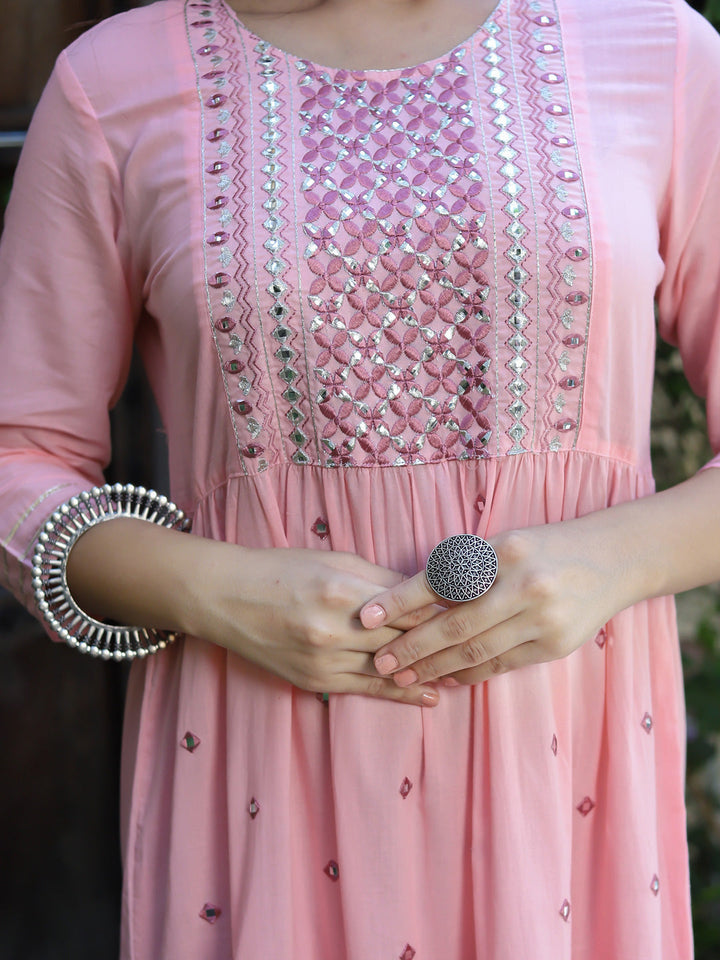 Pink Cotton Dress-Yufta Store-2197DRSPKM