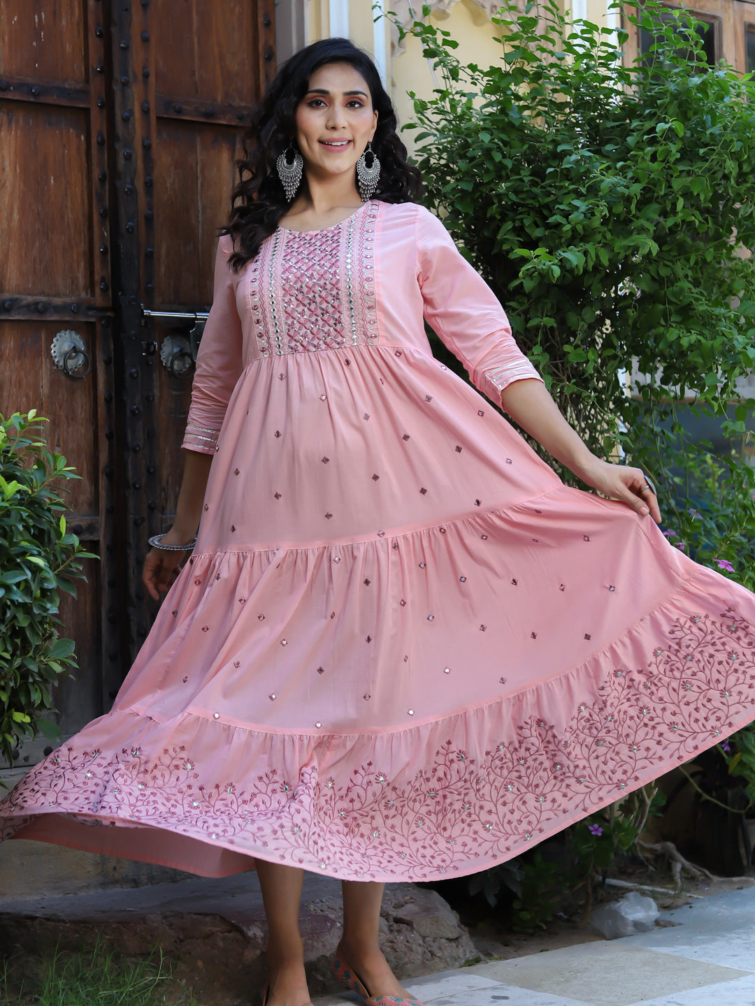 Pink Cotton Dress-Yufta Store-2197DRSPKM