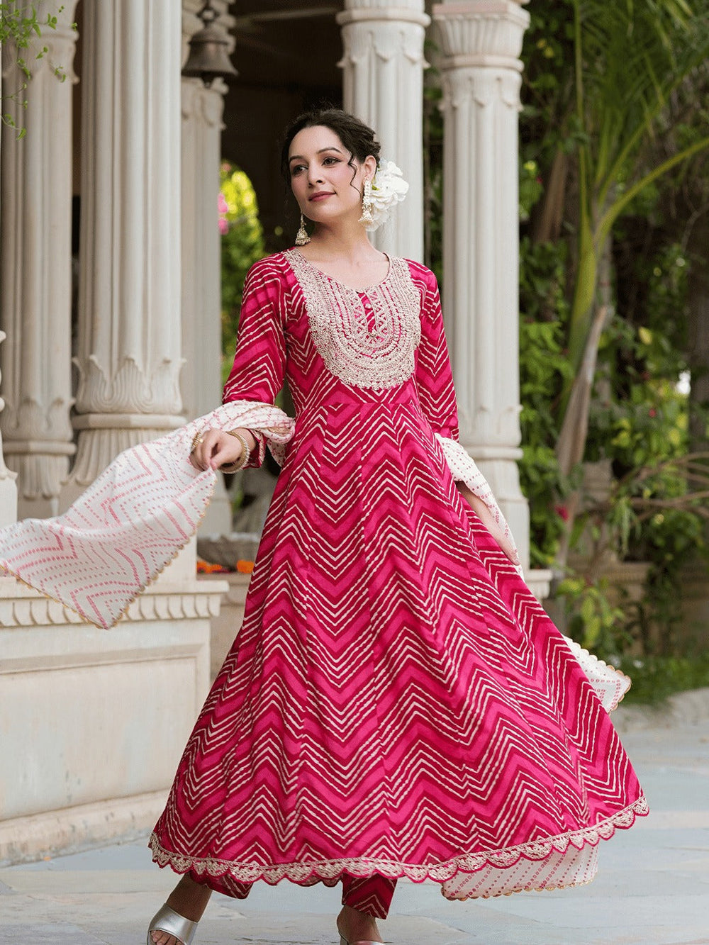 Pink Dori_Embroidery Kurta with Trouser & Dupatta-Yufta Store-1471SKDPKS