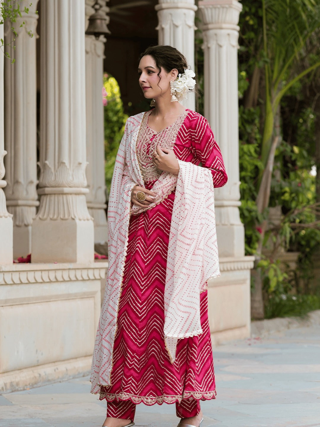 Pink Dori_Embroidery Kurta with Trouser & Dupatta-Yufta Store-1471SKDPKS