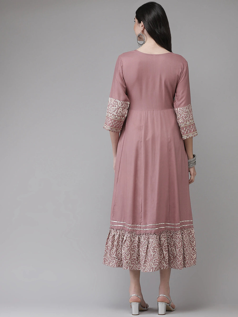 Pink Embroidered Dress-Yufta Store-2119DRSPKM