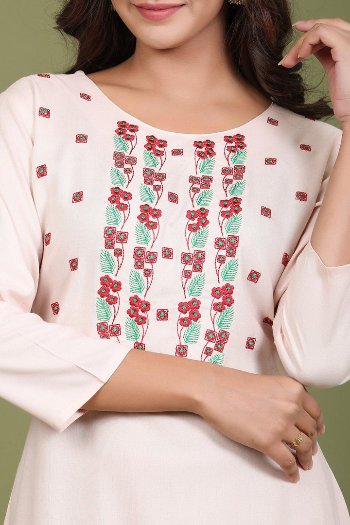 Pink Embroidered Kurta-Yufta Store-2412KURPKM