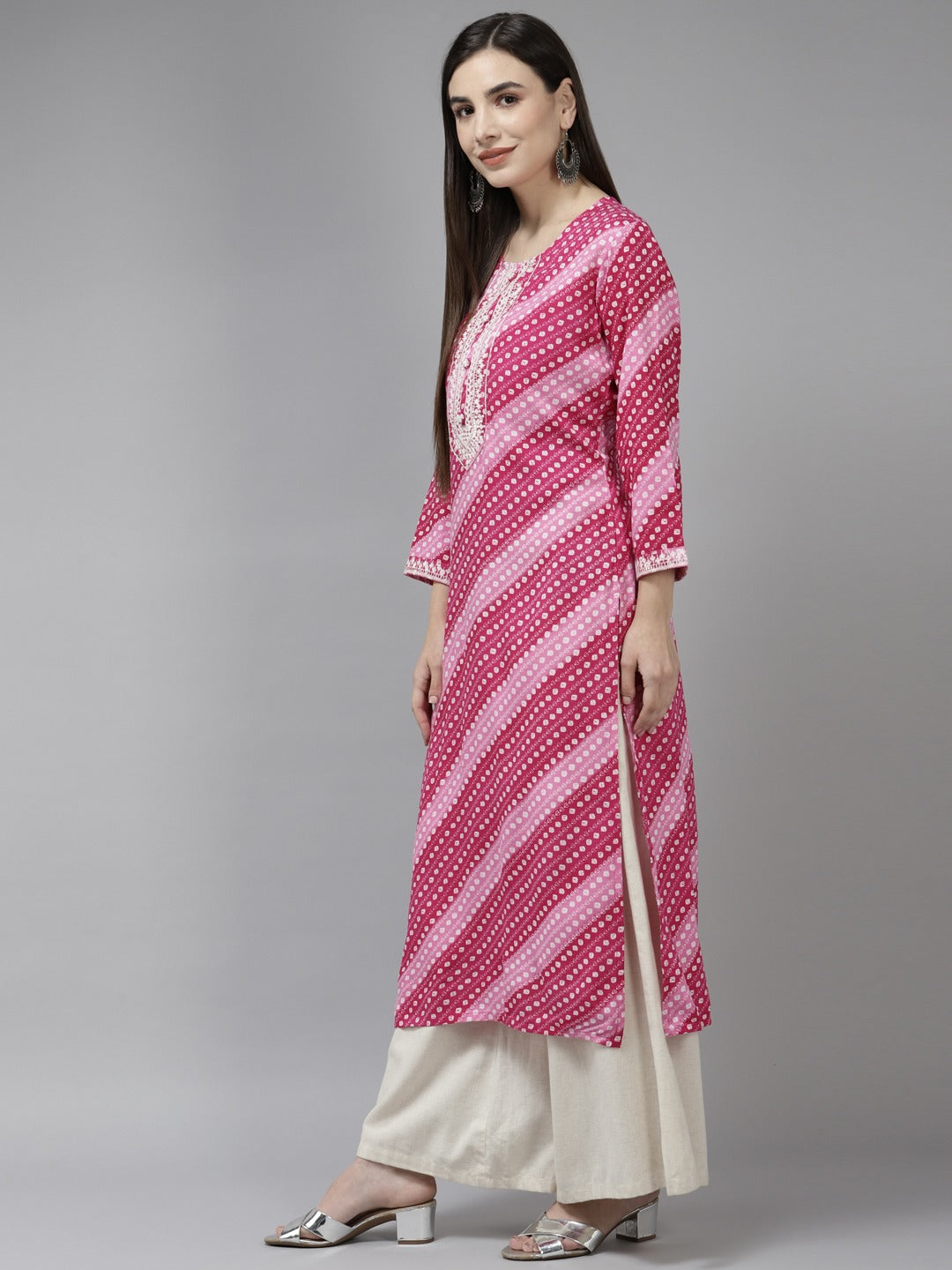 Pink Embroidered Kurta-Yufta Store-9866KURPKS