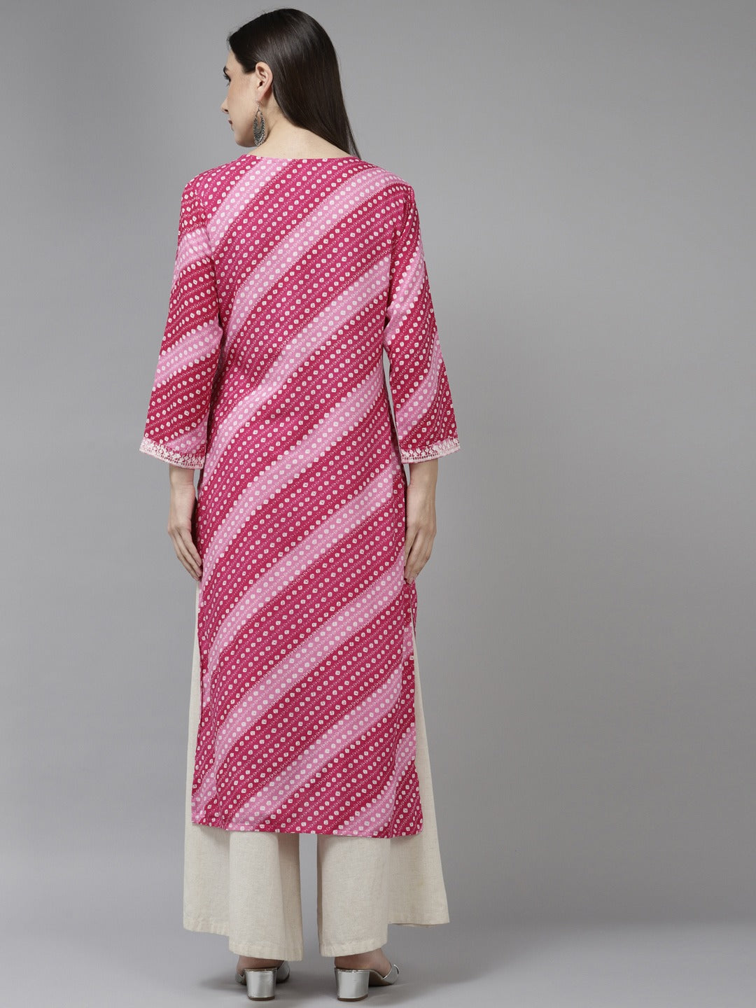 Pink Embroidered Kurta-Yufta Store-9866KURPKS