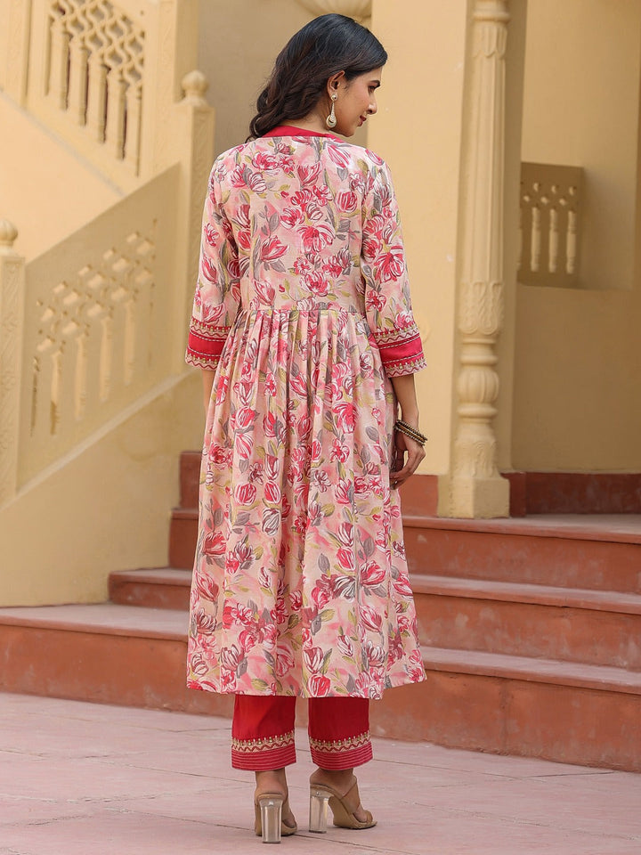 Pink Embroidered shrug Crop top co ord set-Yufta Store-1685CRDPKS