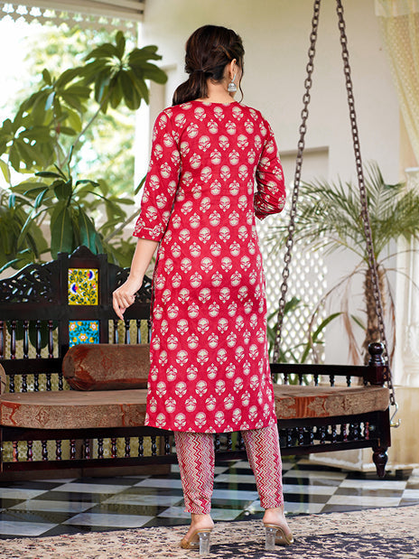 Pink Embroidery Straight Kurta Trouser And Dupatta Set-Yufta Store-1347SKDPKS