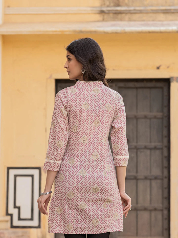 Pink Ethnic Motifs Cotton Top-Yufta Store-1833TOPPKS