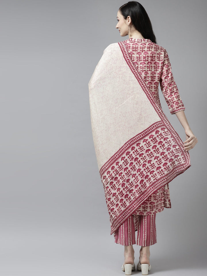 Pink Ethnic Motifs Dupatta Set-Yufta Store-5605SKDPKM