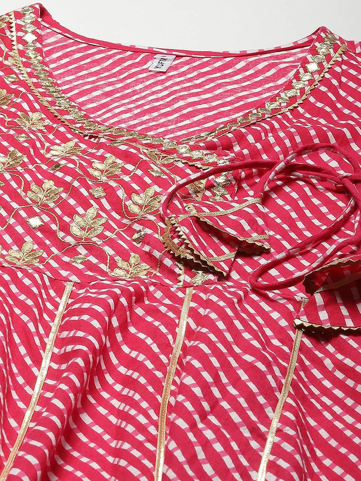 Pink Ethnic Motifs Maxi Dress-Yufta Store-9778DRSPKS
