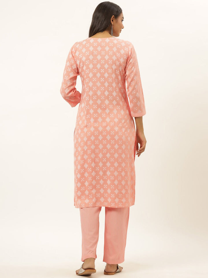 Pink Ethnic Motifs Printed Kurta Set-Yufta Store-6502SETPKM