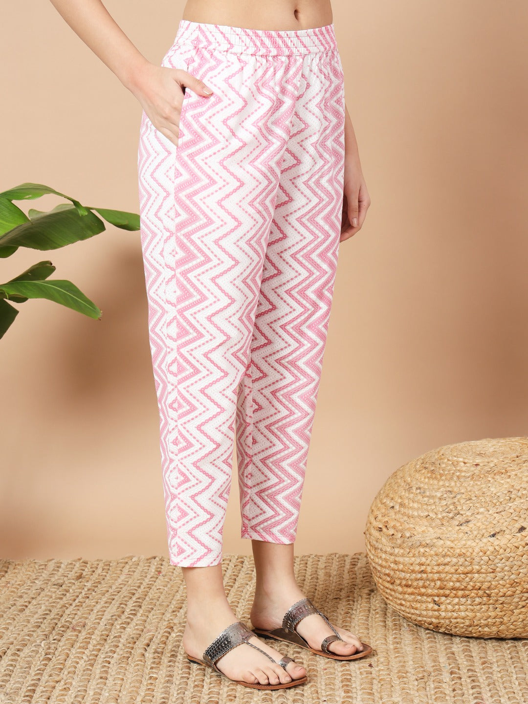 Pink Floral,Piping On Yoke Straight Kurta Trouser And Dupatta Set-Yufta Store-6833SKDPKS