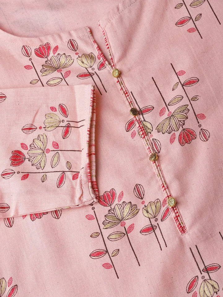 Pink & Golden Printed Kurta With Palazzo