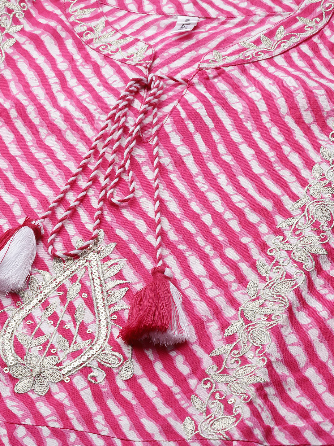 Pink Leheriya Dupatta Set