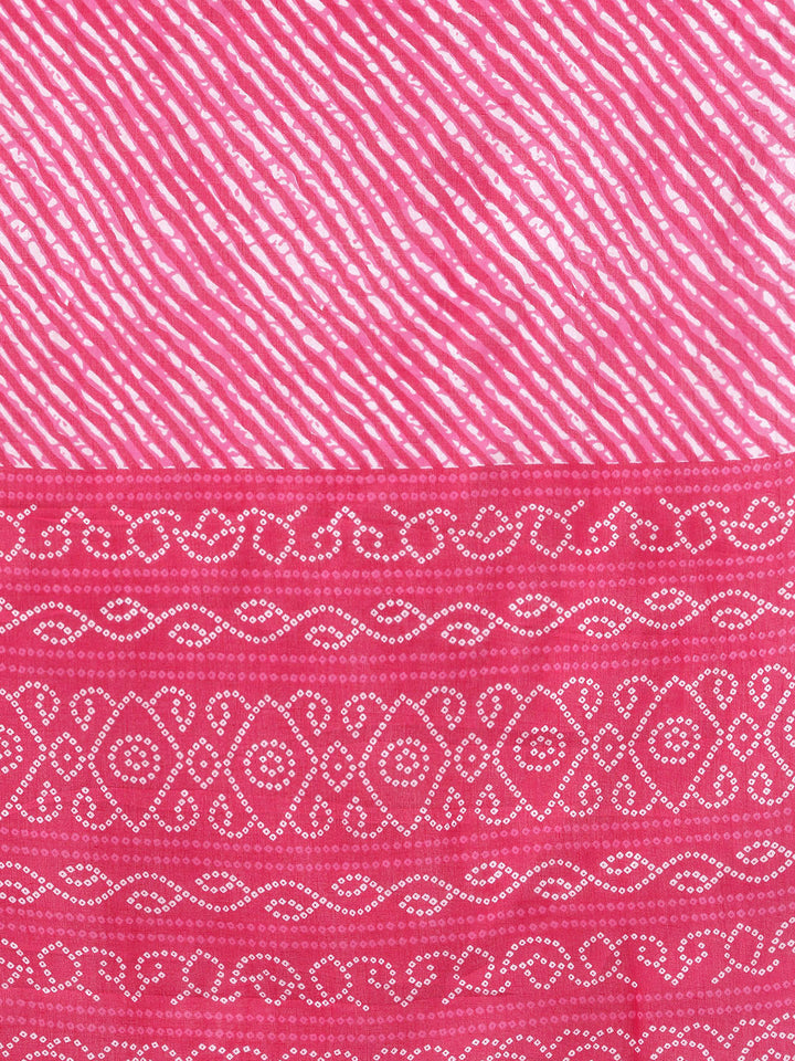 Pink Leheriya Dupatta Set