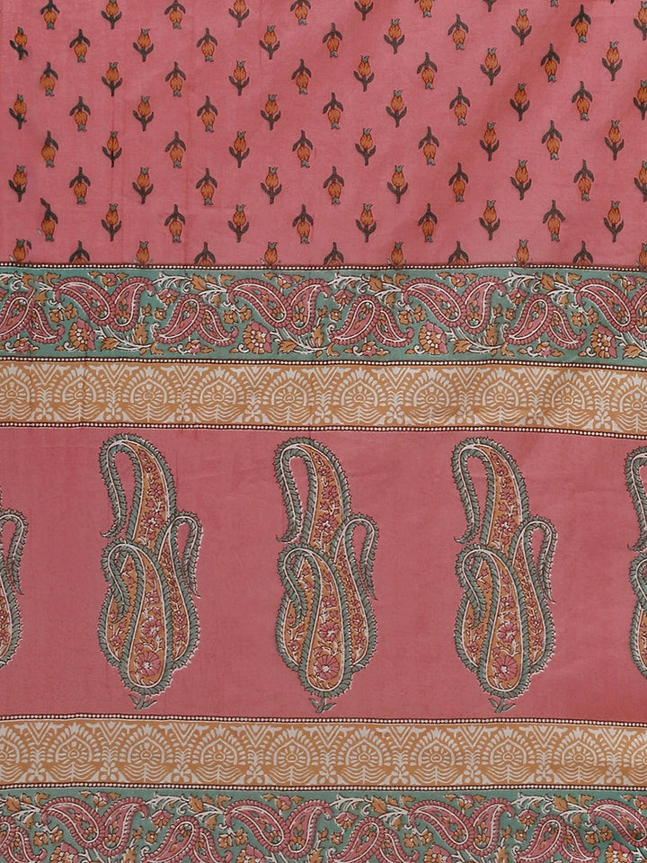 Pink Printed Cotton Dupatta Set-Yufta Store-4772SKDPKM
