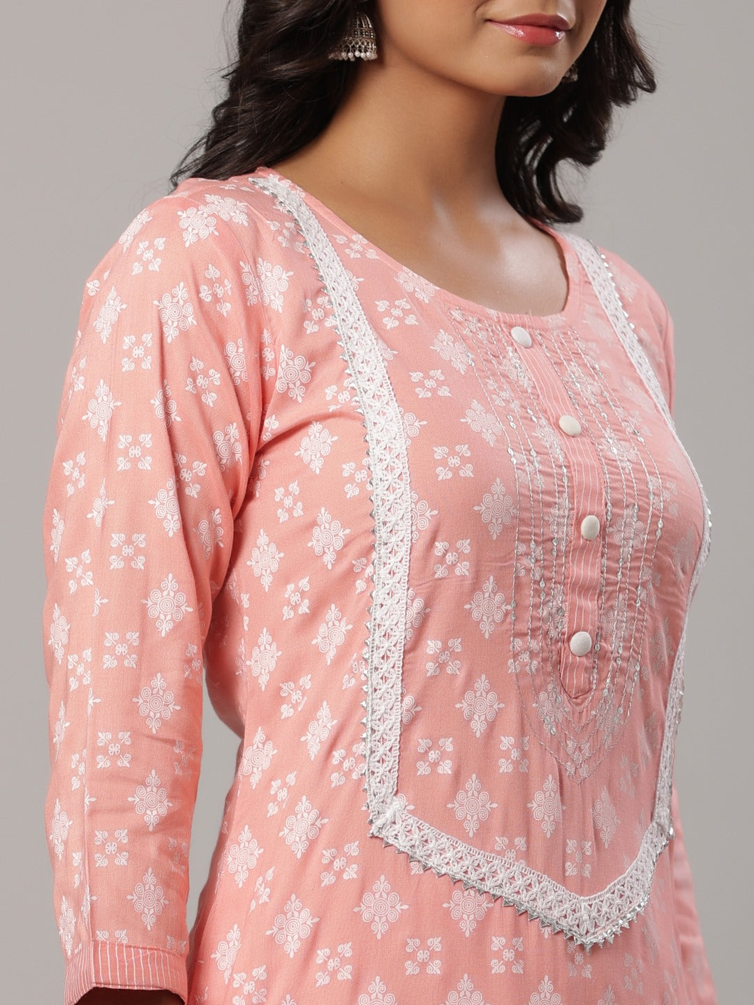 Pink Printed Dupatta Set-Yufta Store-6502SKDPKM