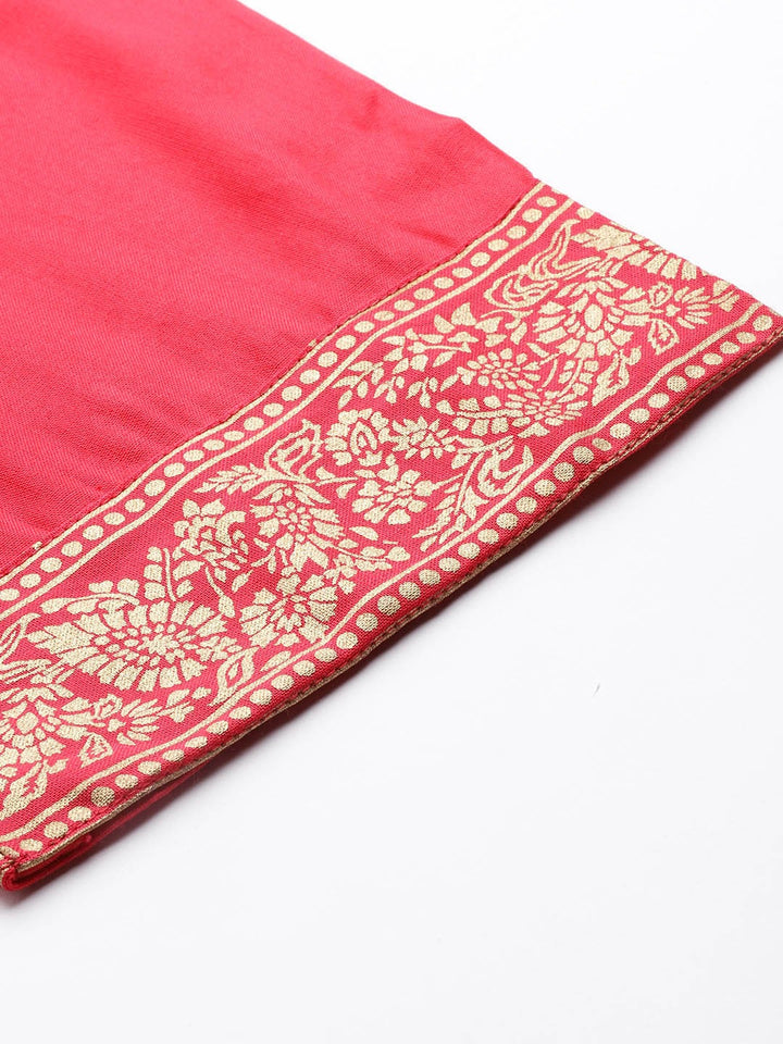 Pink Printed Dupatta Set-Yufta Store-9865SKDPKS