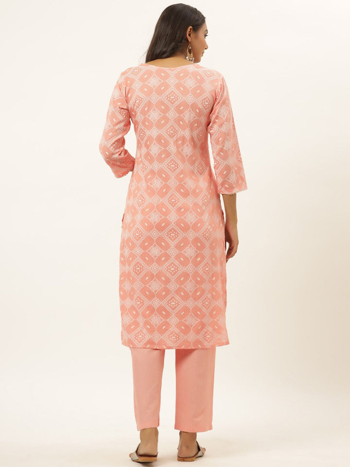 Pink Printed Kurta Set-Yufta Store-6501SETPKM