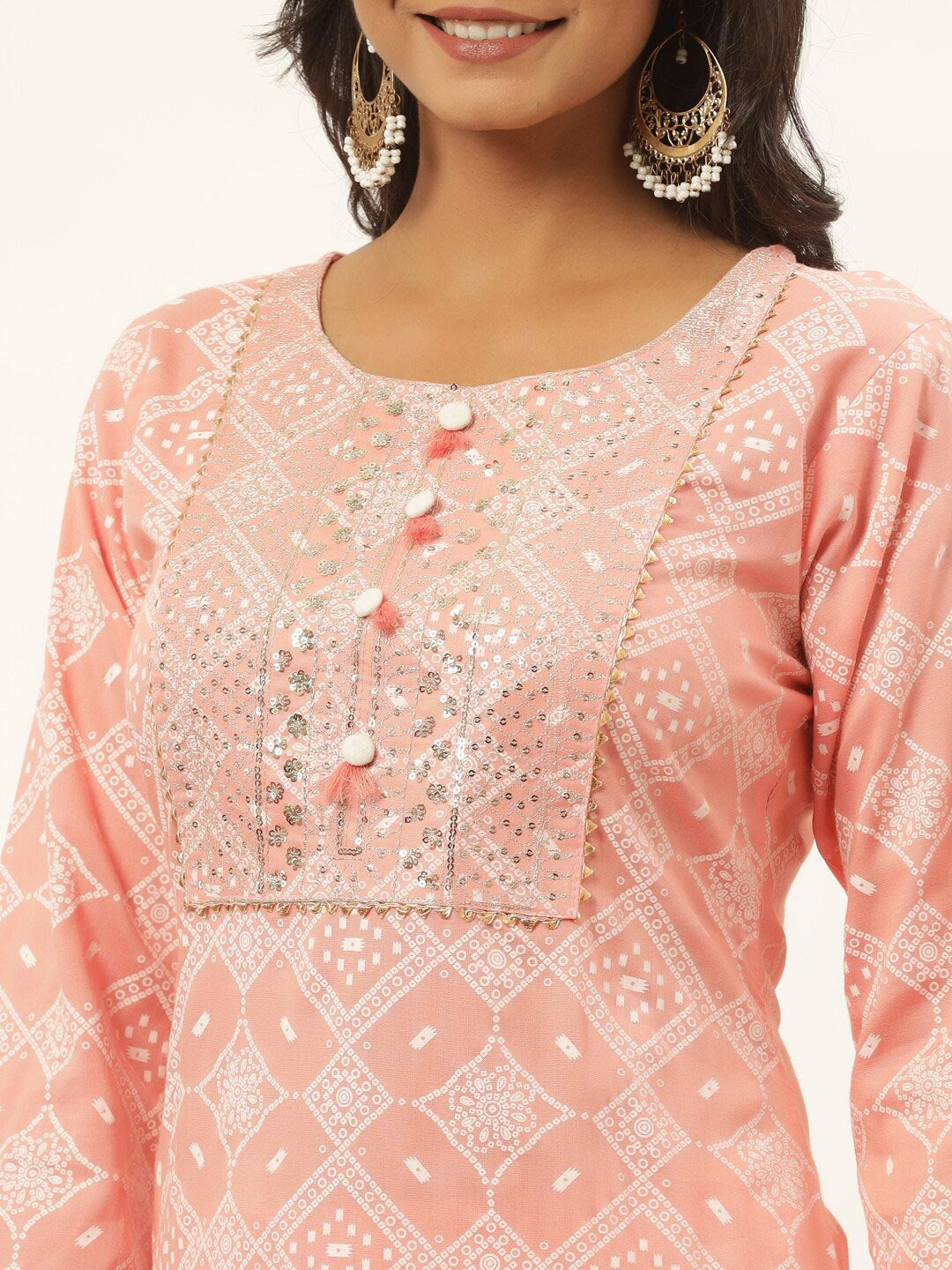 Pink Printed Kurta Set-Yufta Store-6501SETPKM