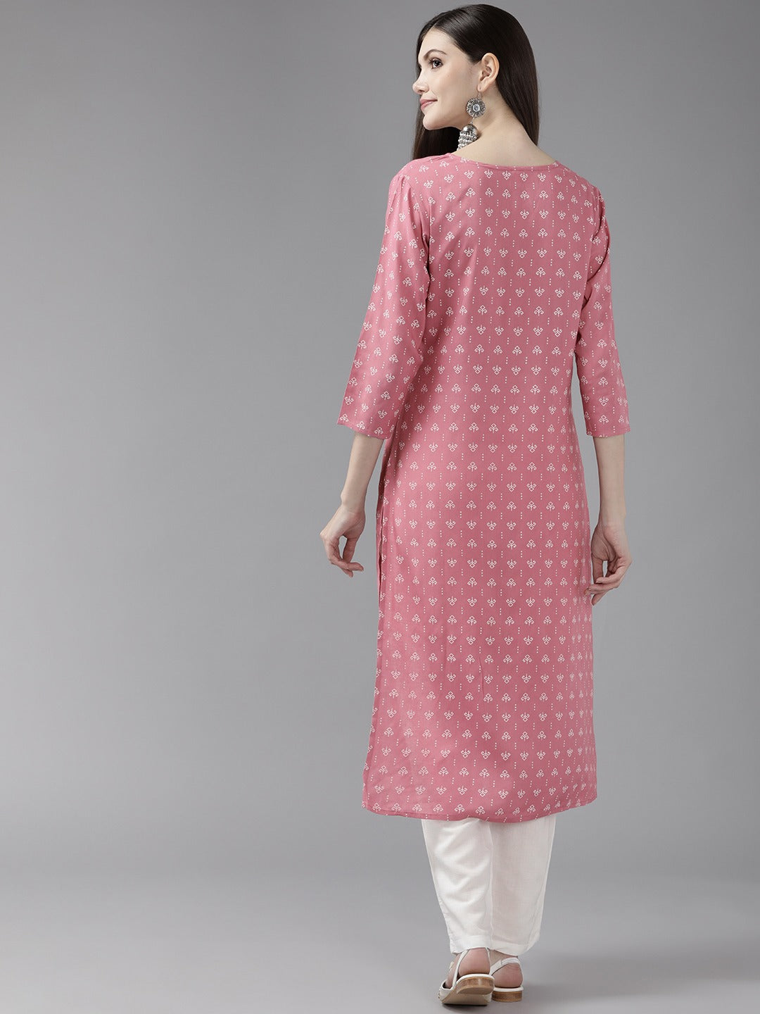 Pink Printed Kurta Set-Yufta Store-9831SETPRS