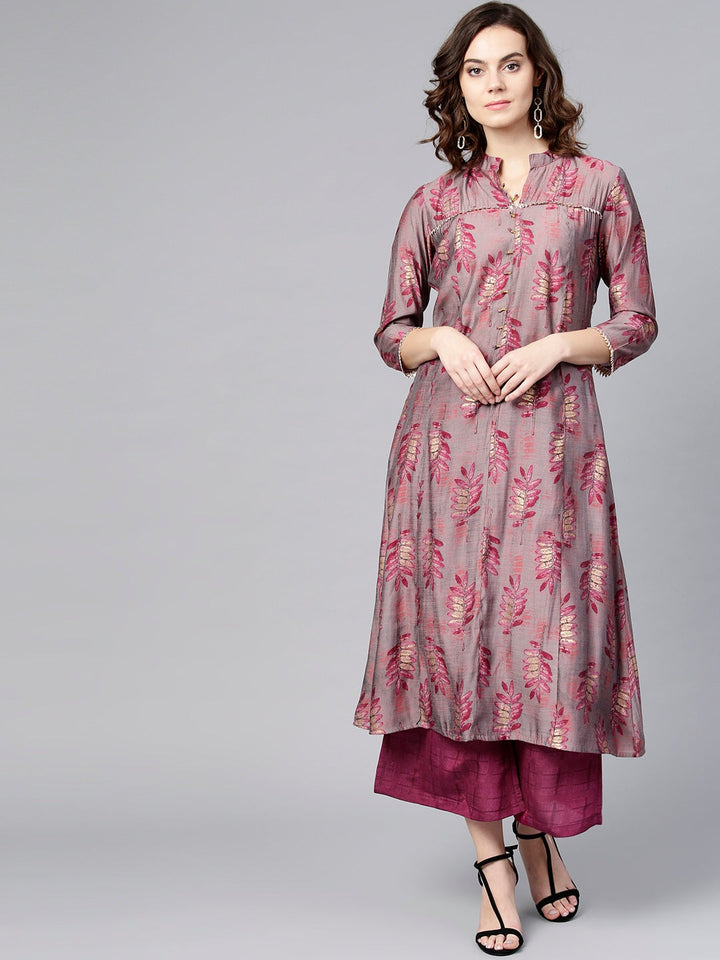 Pink Printed Kurta Set-Yufta Store-YUFNSET2012S