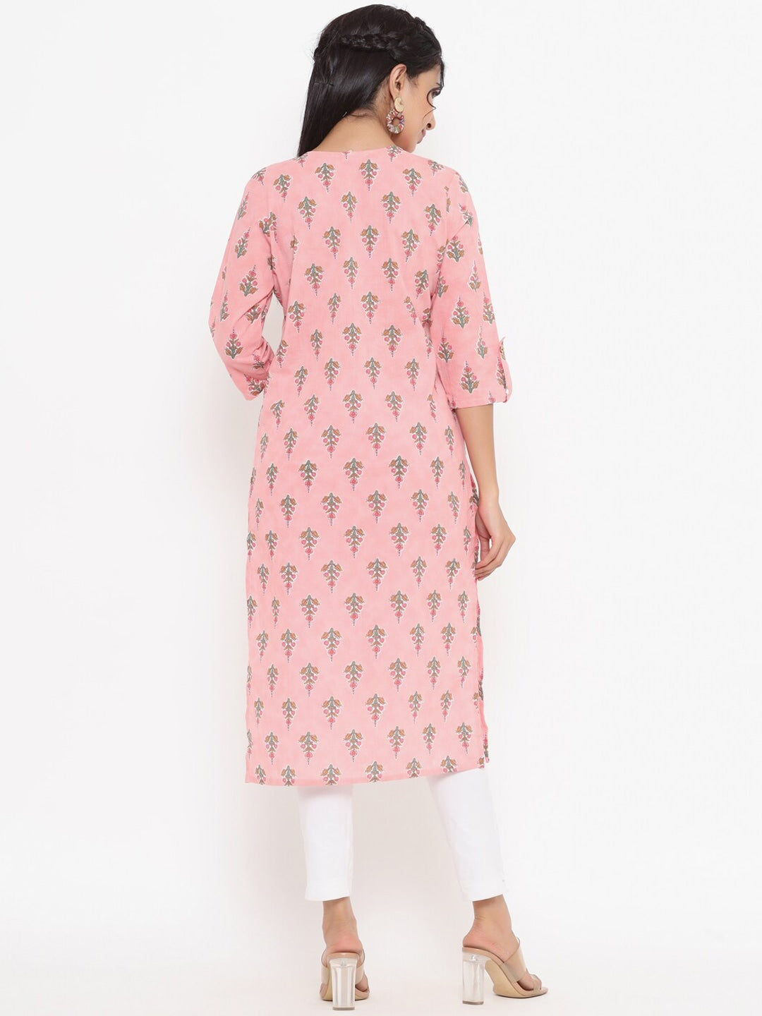 Pink Printed Kurta-Yufta Store-4733KURPKS