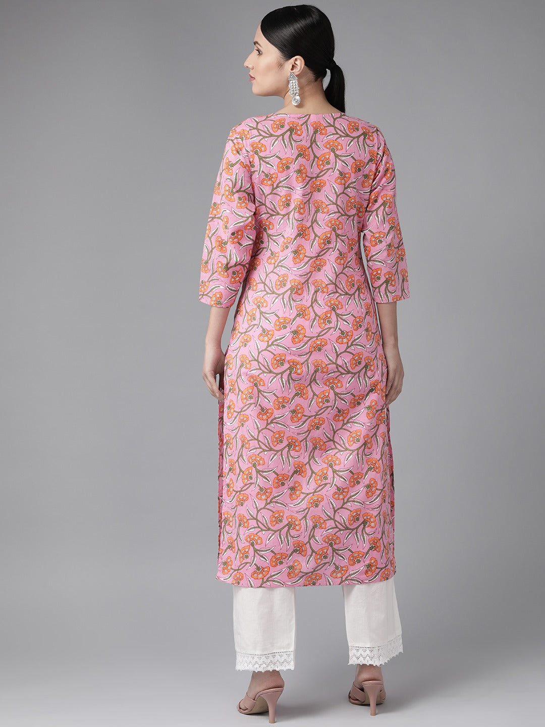 Pink Printed Kurta-Yufta Store-9410KURPKS