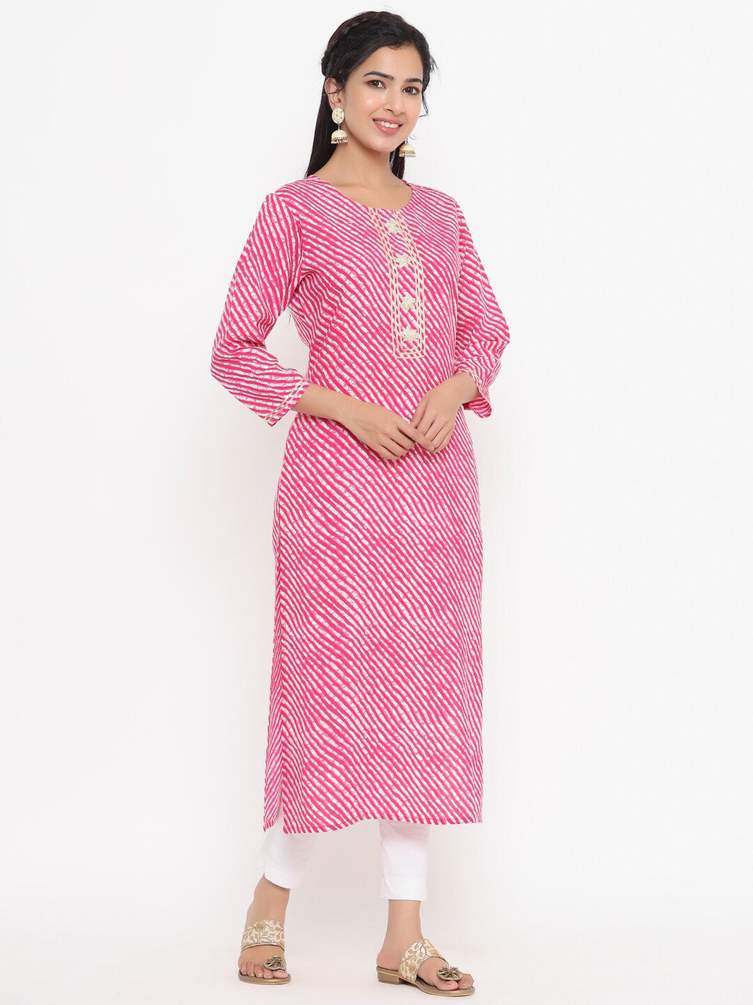 Pink Printed Kurta-Yufta Store-9763KURPKS