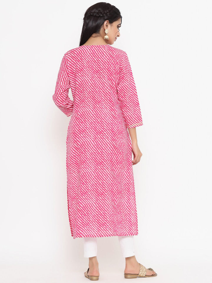 Pink Printed Kurta-Yufta Store-9763KURPKS