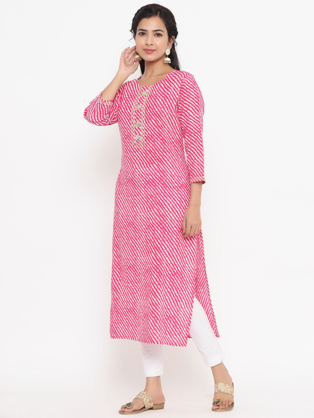 Pink Printed Kurta-Yufta Store-9763KURPKS