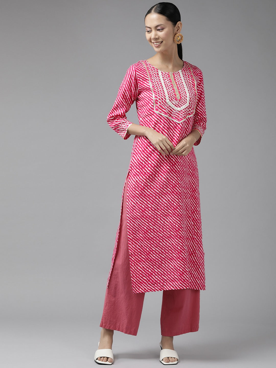 Pink Printed Kurta-Yufta Store-9771KURPKS