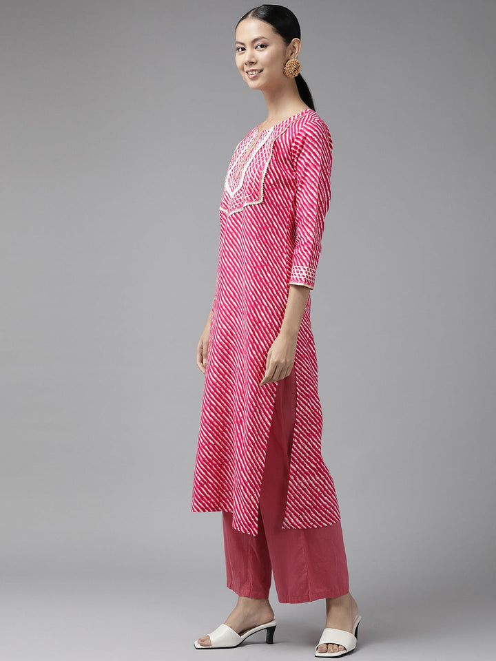 Pink Printed Kurta-Yufta Store-9771KURPKS