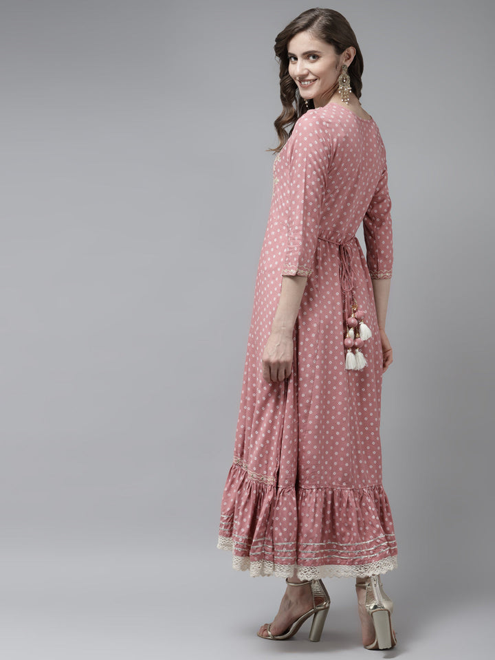 Pink Printed Maxi Dress-Yufta Store-2192DRSPKM