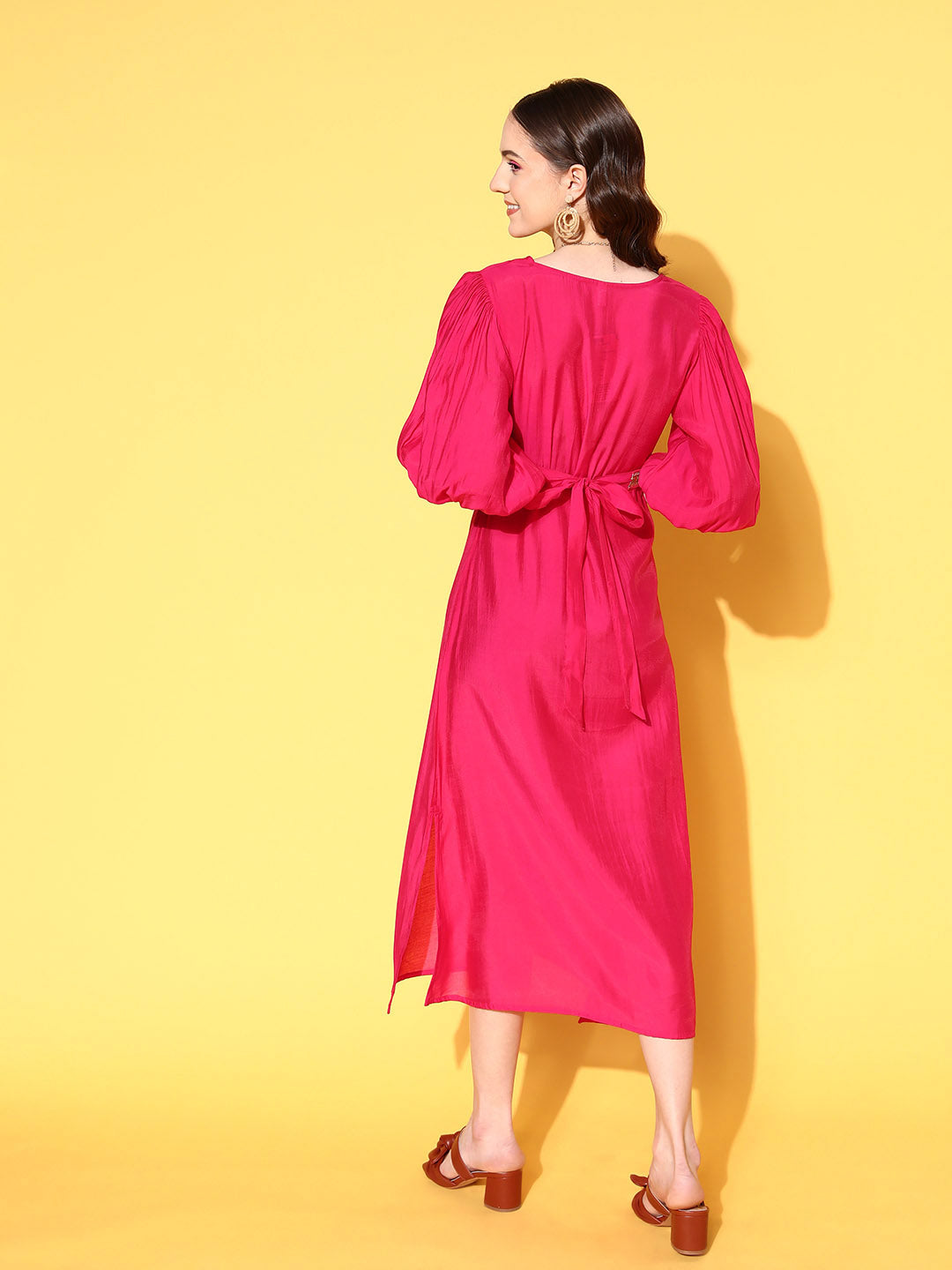 Pink Puff Sleeves Dress-Yufta Store-8187DRSPKXS