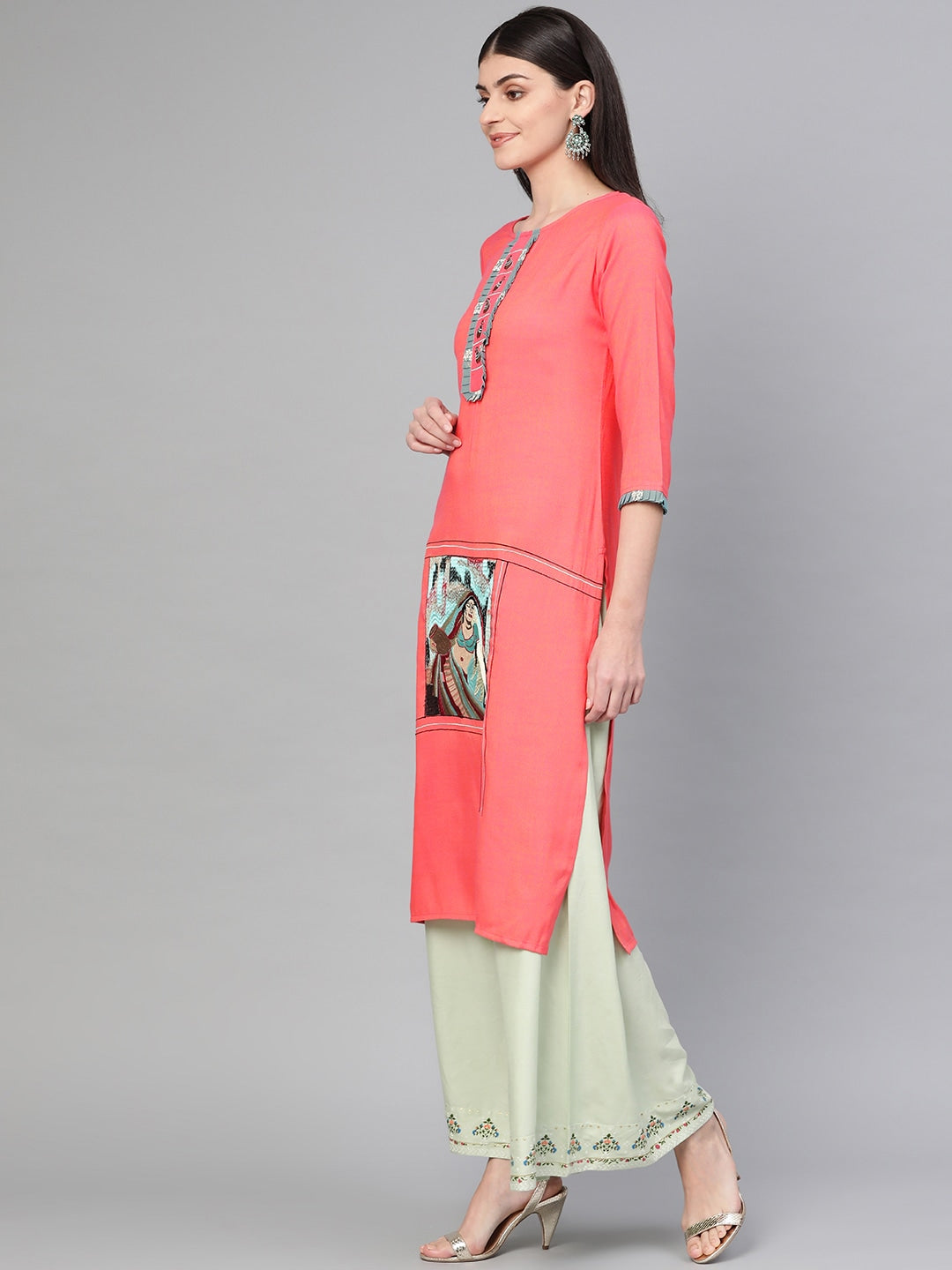 Pink Quirky Embroidered Kurta-Yufta Store-839KURPKS