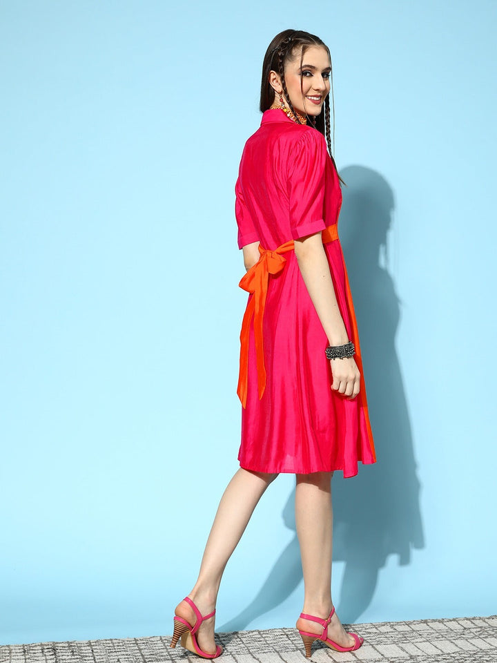 Pink Shirt Dress-Yufta Store-8136DRSPKXS