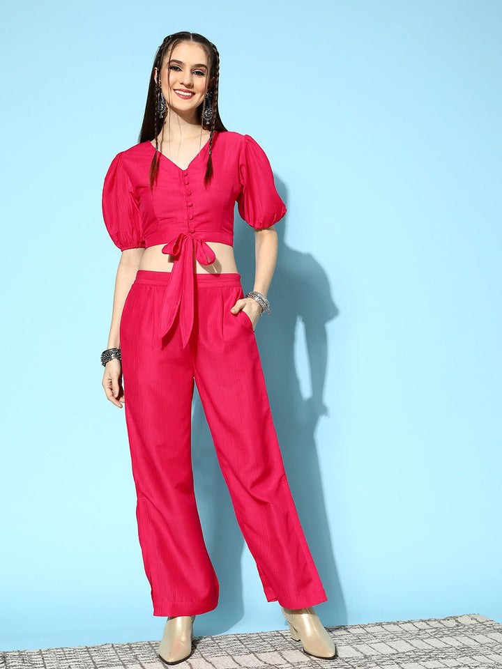 Pink Silk Top & Trousers-Yufta Store-8135CRDPKXS