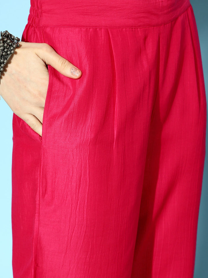 Pink Silk Top & Trousers-Yufta Store-8135CRDPKXS