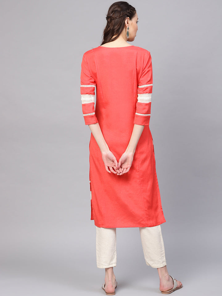 Pink Straight Kurta-Yufta Store-YUFPJKU922S