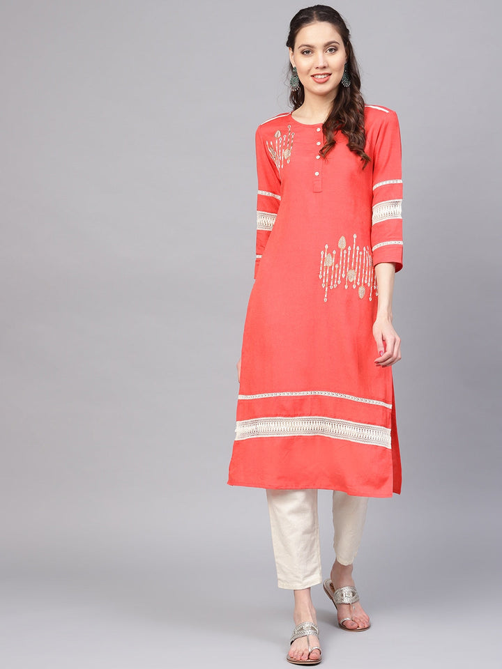 Pink Straight Kurta-Yufta Store-YUFPJKU922S