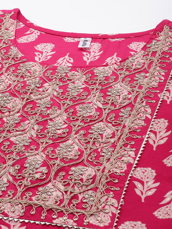 Pink Thread Work Dupatta Set-Yufta Store-9984SKDPKS